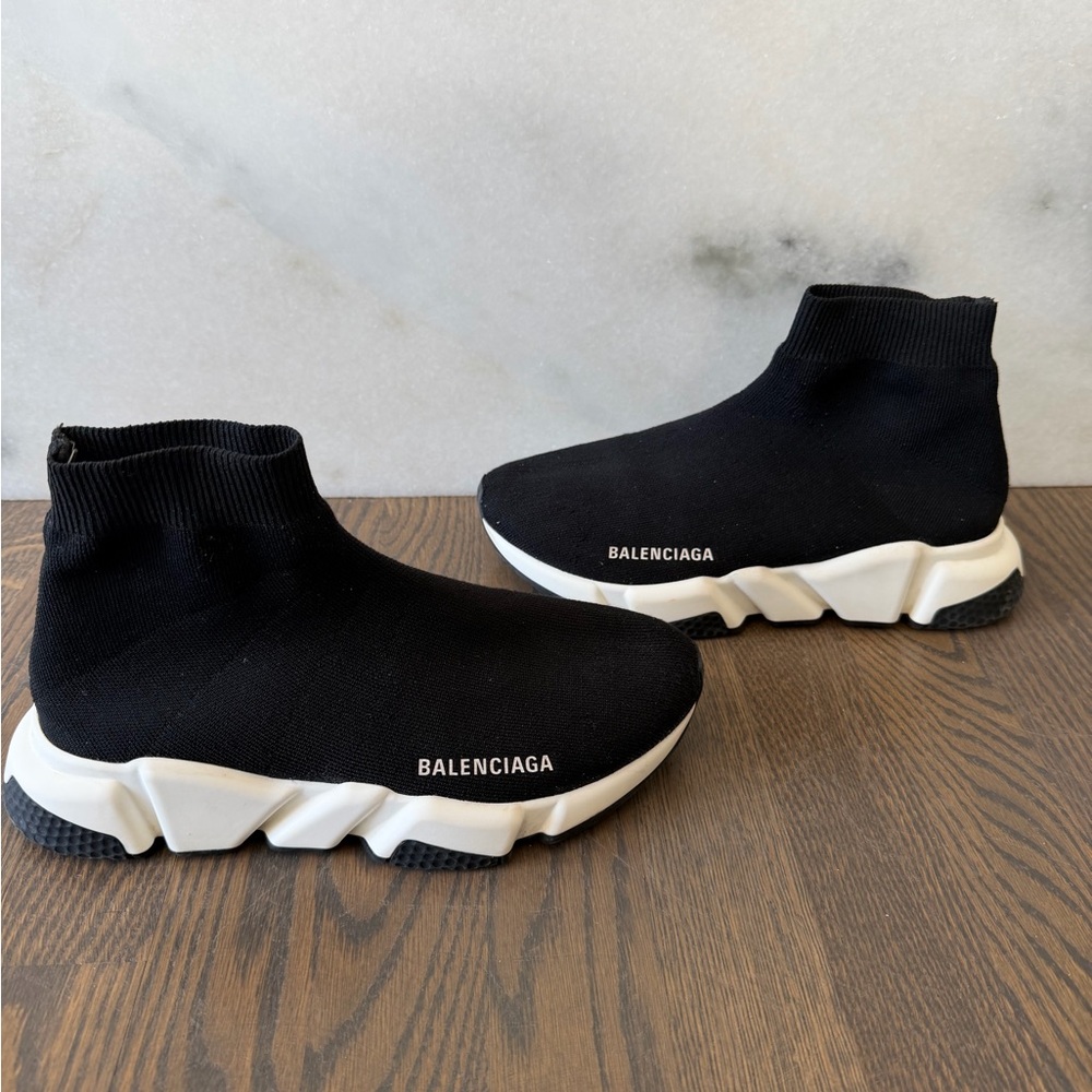 Balenciaga Black and White Knit sock Sneakers